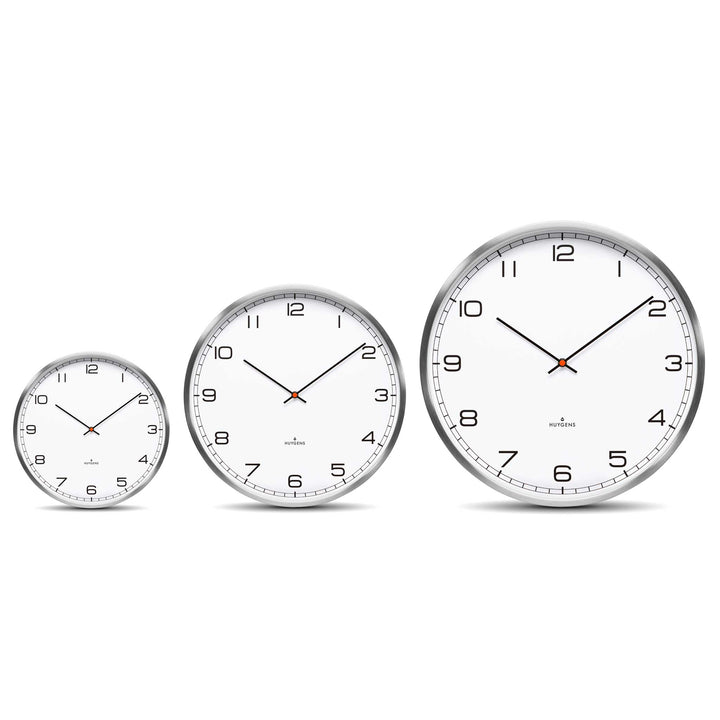 ONE ARABIC | Silent WALL CLOCK | stainless steel with white dial & Arabic digits | Huygens