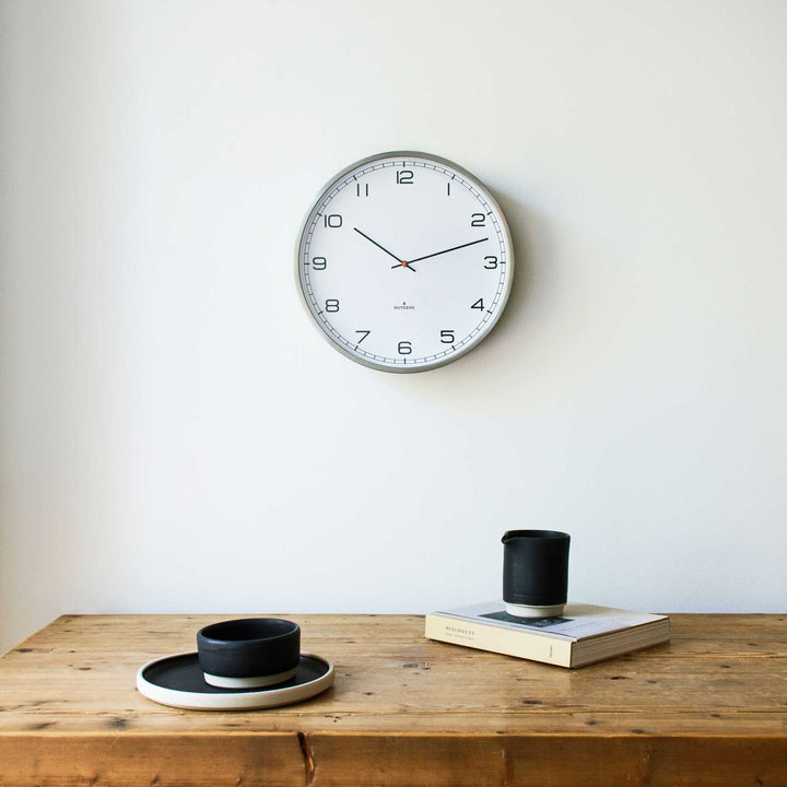 ONE ARABIC | Silent WALL CLOCK | stainless steel with white dial & Arabic digits | Huygens