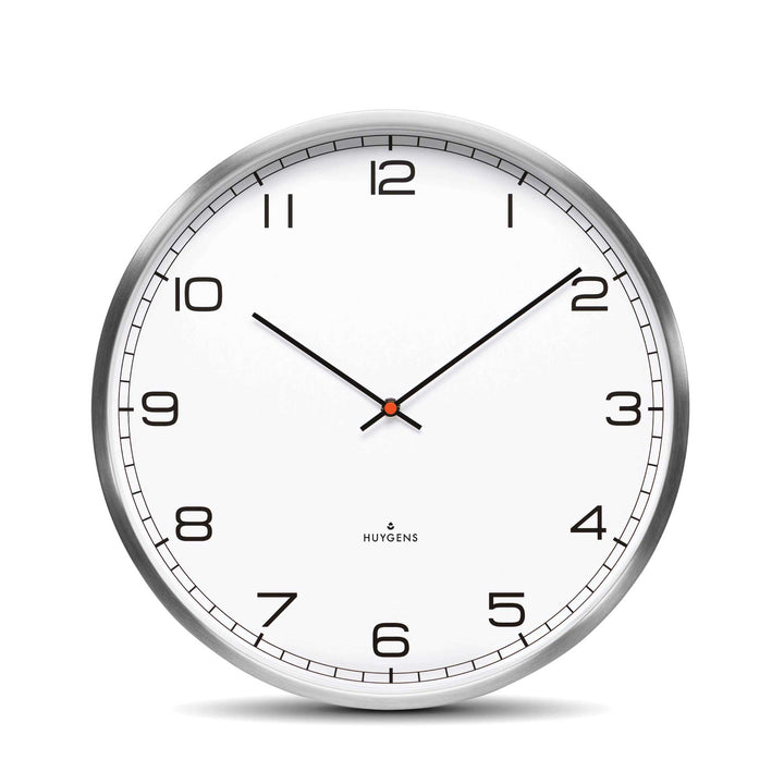 ONE ARABIC | Silent WALL CLOCK | stainless steel with white dial & Arabic digits | Huygens