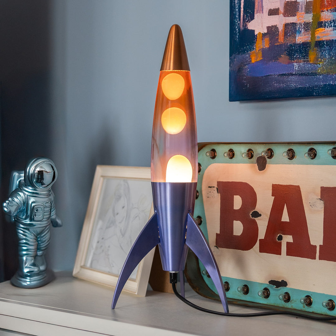 Lavalampe Rocket – Blau Gradient · Retro · 45 cm | Fisura · Tischlampe