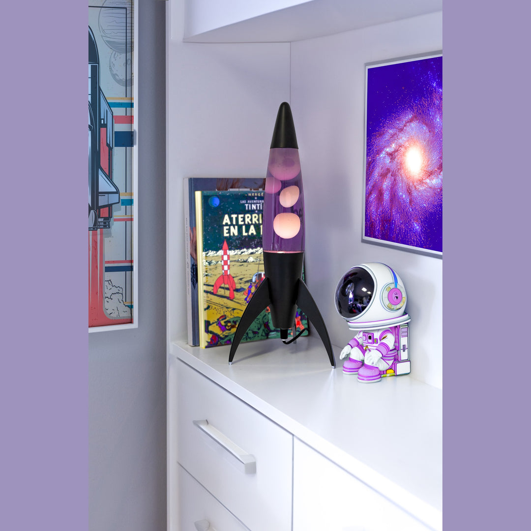 Lavalampe Rocket – Schwarz · Very Peri Lava · Retro · 45 cm | Fisura · Tischlampe