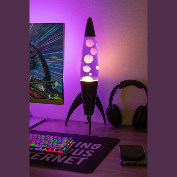 Lavalampe Rocket – Schwarz · Very Peri Lava · Retro · 45 cm | Fisura · Tischlampe