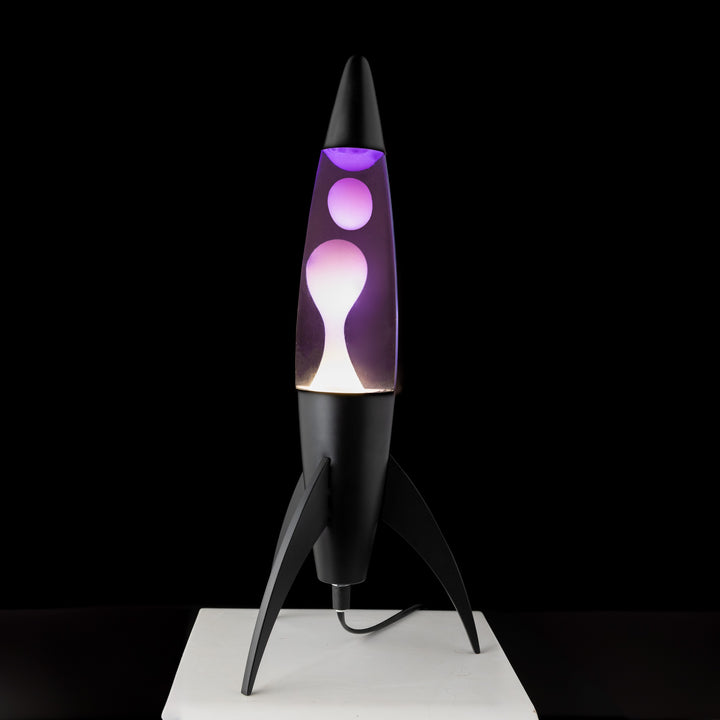 Lavalampe Rocket – Schwarz · Very Peri Lava · Retro · 45 cm | Fisura · Tischlampe