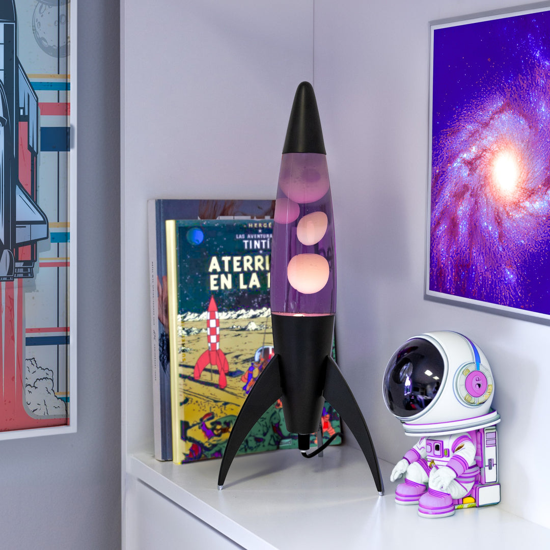 Lavalampe Rocket – Schwarz · Very Peri Lava · Retro · 45 cm | Fisura · Tischlampe