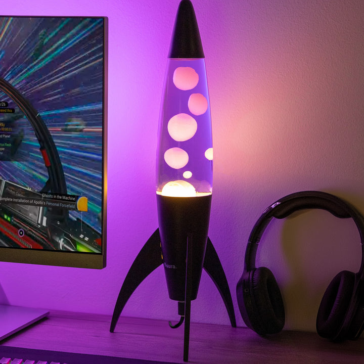 Lavalampe Rocket – Schwarz · Very Peri Lava · Retro · 45 cm | Fisura · Tischlampe