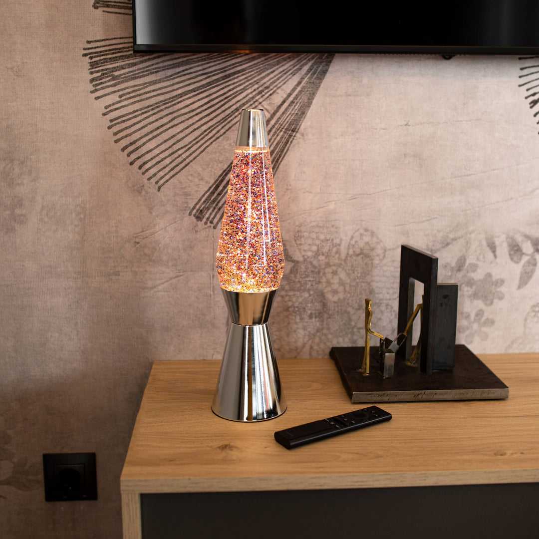 Lava Lamp Bullet – Pink Glitter · Retro · 40 cm | Fisura · Table Lamp