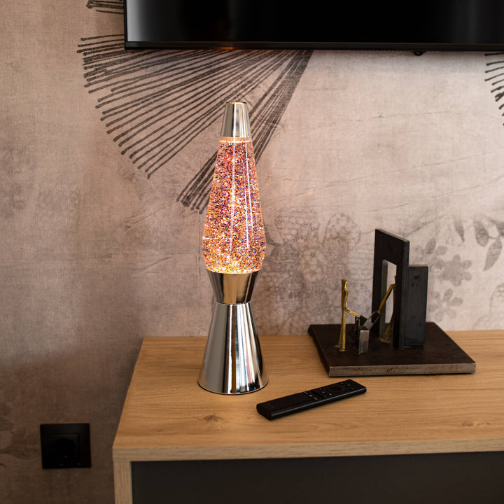 Lava Lamp Bullet – Pink Glitter · Retro · 40 cm | Fisura · Table Lamp