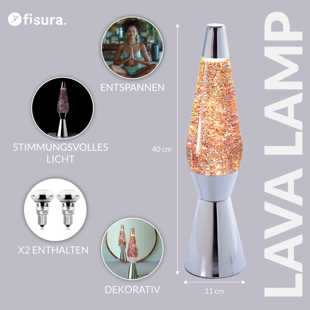 Lava Lamp Bullet – Pink Glitter · Retro · 40 cm | Fisura · Table Lamp
