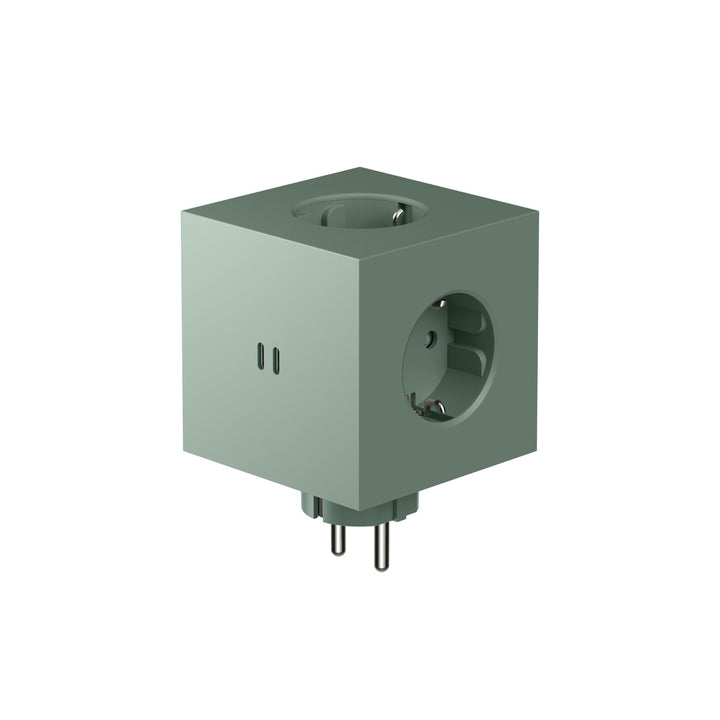 Power Strip "Square 2" – Green · 3-Way · USB-C | Avolt