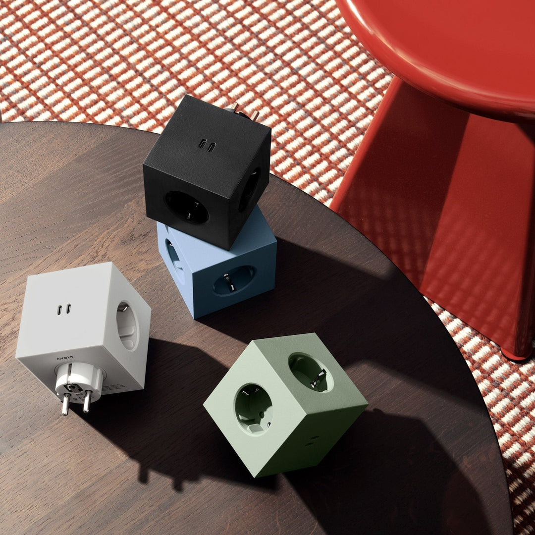Power Strip "Square 2" – Green · 3-Way · USB-C | Avolt