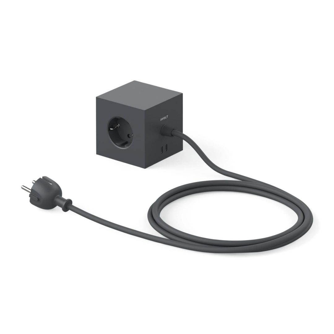 Power Strip "Square 1" – Black · USB-C 30W · 3 m | Avolt