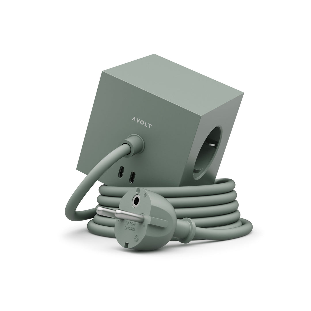 Power Strip "Square 1" – Green · USB-C 30W · 3 m | Avolt