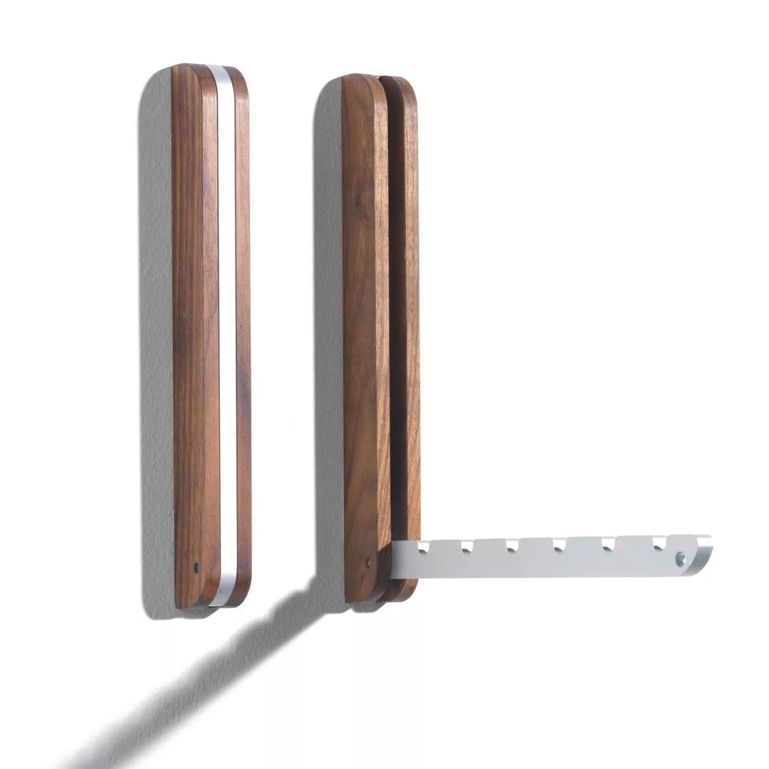 Folding Wall Hook – Walnut · Aluminium · 6 Hooks | side by side