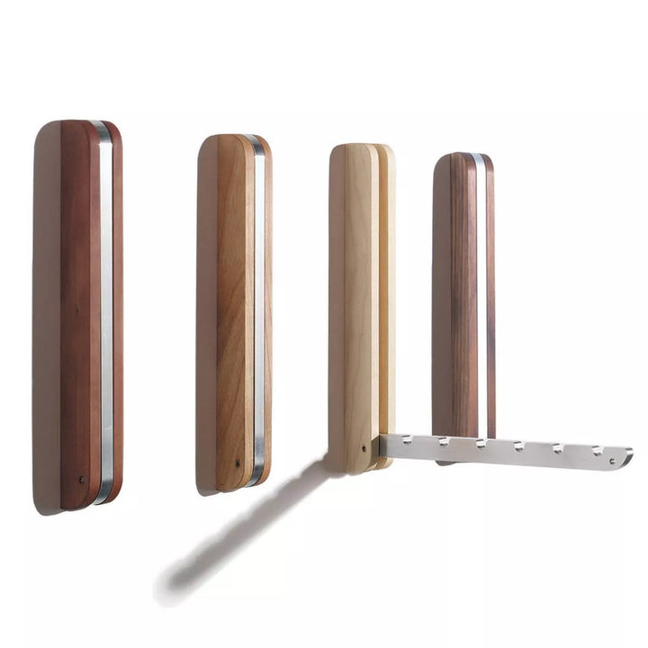 Folding Wall Hook – Walnut · Aluminium · 6 Hooks | side by side