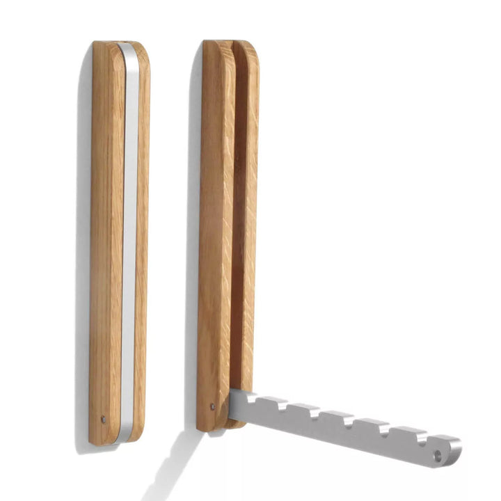 Folding Wall Hook – Oak · Aluminium · 6 Hooks | side by side