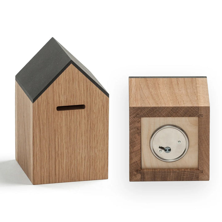 Spardose Sparhaus – Eiche geölt · 15,5 cm | side by side