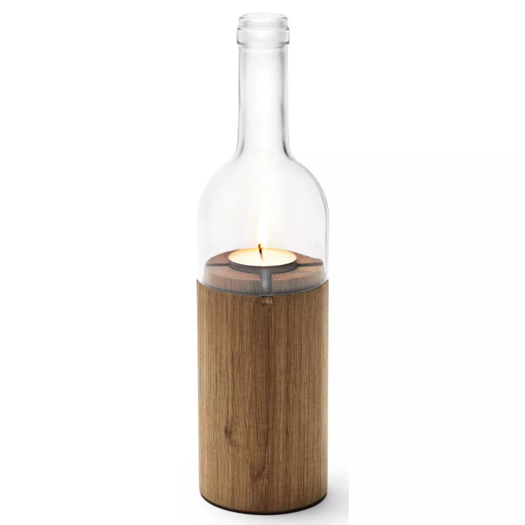 Candle Lantern WeinLicht – Oak & Clear Glass · 28 cm | side by side