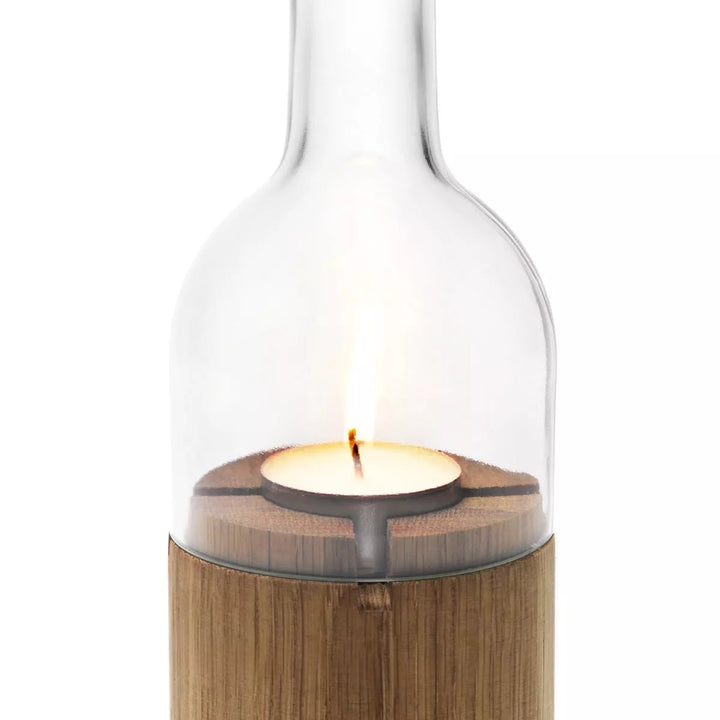 Candle Lantern WeinLicht – Oak & Clear Glass · 28 cm | side by side