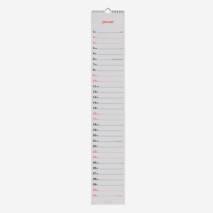 zweitausend&sechsundzwanzig - SLIM WALL CALENDAR 2026 - Neon-Coral Black Gold - 12×69 cm | rikiki