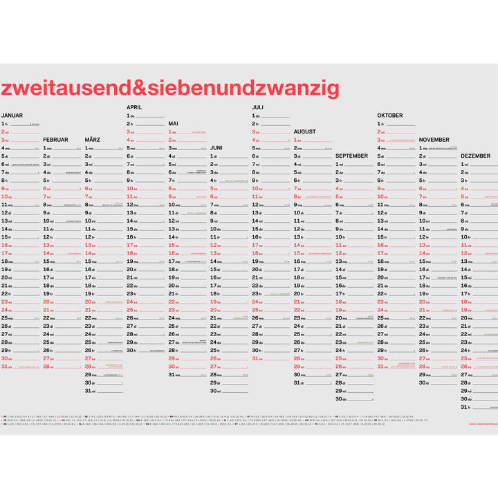 Annual Wall Calendar 2027 – German · Neon Coral · A2 | rikiki