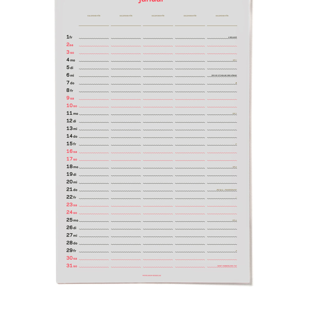 Family Calendar 2027 – German · 5 Columns · 26.7×42 cm | rikiki
