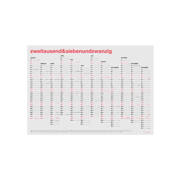 Annual Wall Calendar 2027 – German · Neon Coral · A2 | rikiki