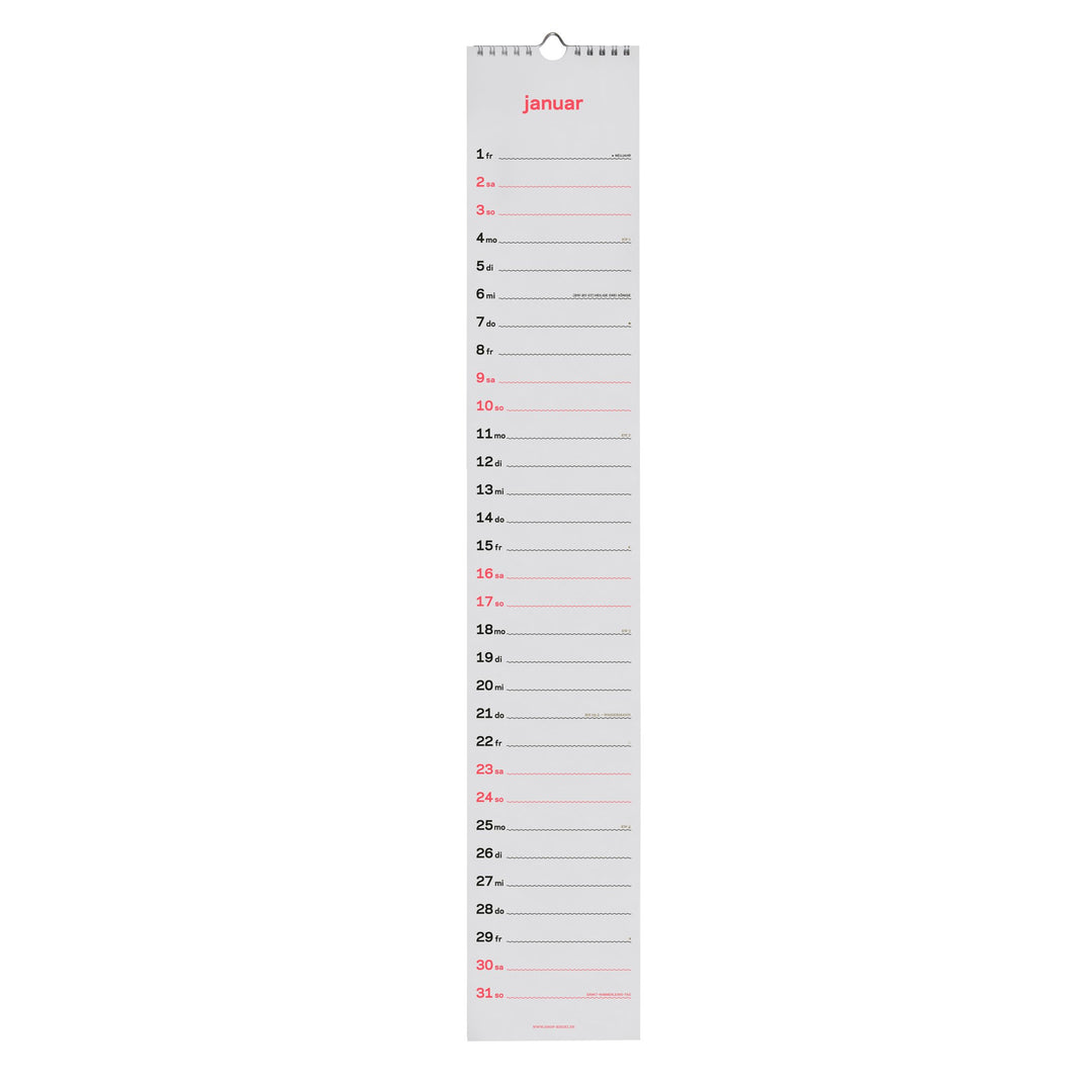 Streifenkalender 2027 – Siebdruck · 12×69 cm | rikiki