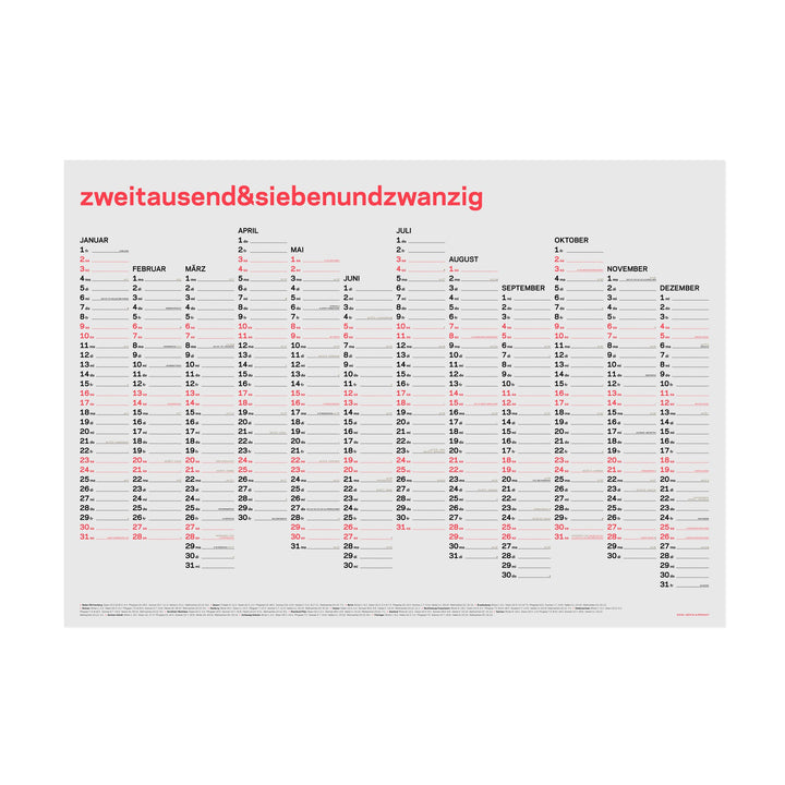 Annual Wall Calendar 2027 – German · Neon Coral · A1 | rikiki