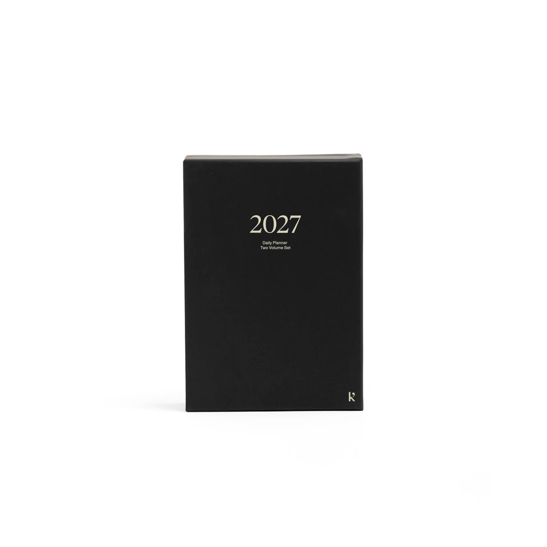 Tagesplaner 2027 2er-Set – Steinpapier · A5 Hardcover · Ebony | Karst