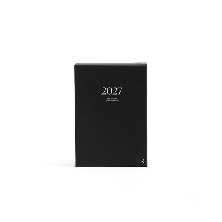 Tagesplaner 2027 2er-Set – Steinpapier · A5 Hardcover · Ebony | Karst