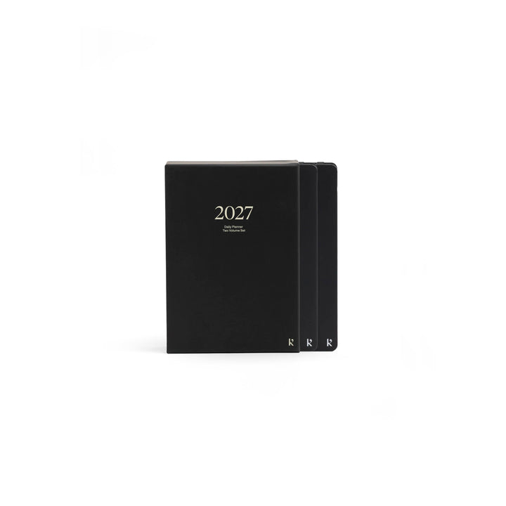 Tagesplaner 2027 2er-Set – Steinpapier · A5 Hardcover · Ebony | Karst