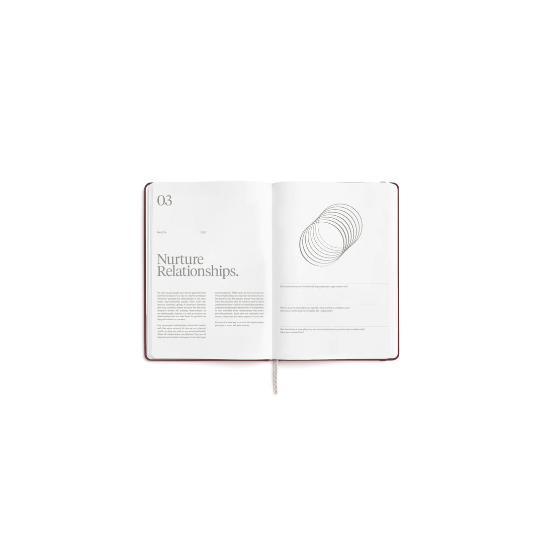 Wochenplaner 2027 – Steinpapier · A5 Hardcover · Burgundy | Karst