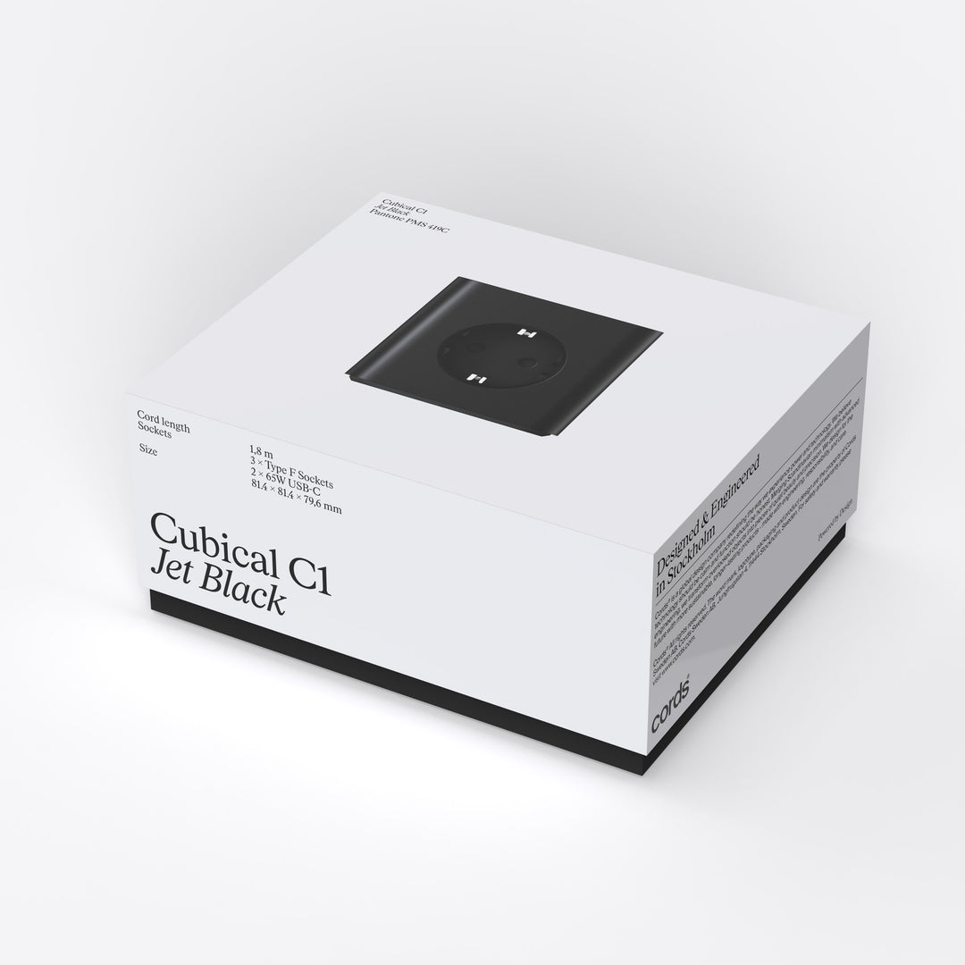 Power Strip Cubical C1 – 3 Sockets with 65 W USB-C | Cords