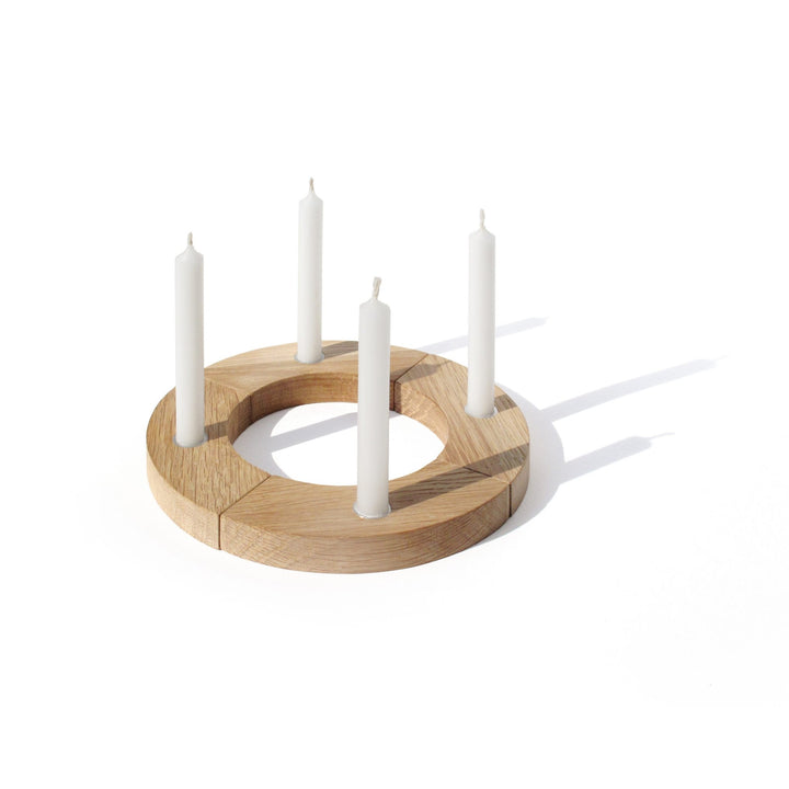 Holz-Adventskranz – Eiche · 4 Baumkerzen · Ø 17 cm | side by side