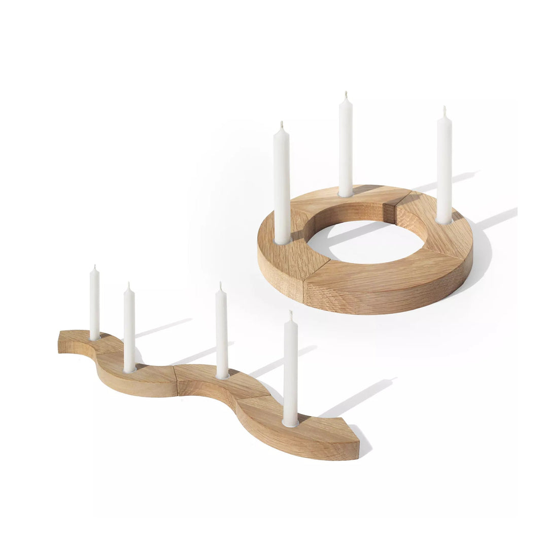 Holz-Adventskranz – Eiche · 4 Baumkerzen · Ø 17 cm | side by side