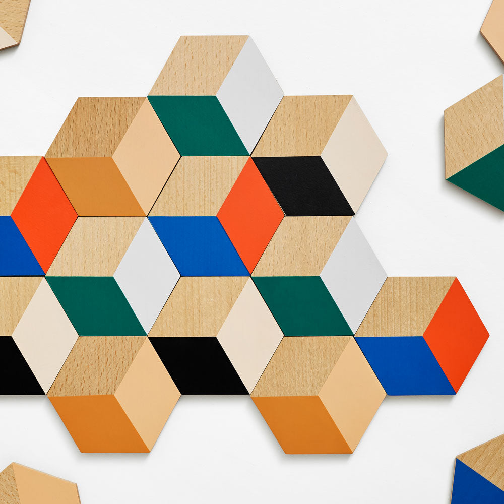 TABLE TILES | GLAS-UNTERSETZER aus Holz mit 3D Grafik | 6er Set | Bower | Areaware