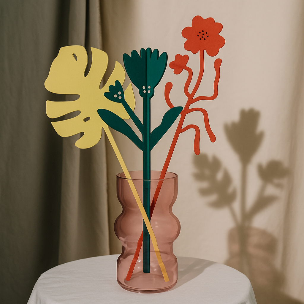 BOUQUET OF FLOWERS - Holzblumen & -blätter - 3er-Set aus Mohn, Ringelblume & Monstera | milin