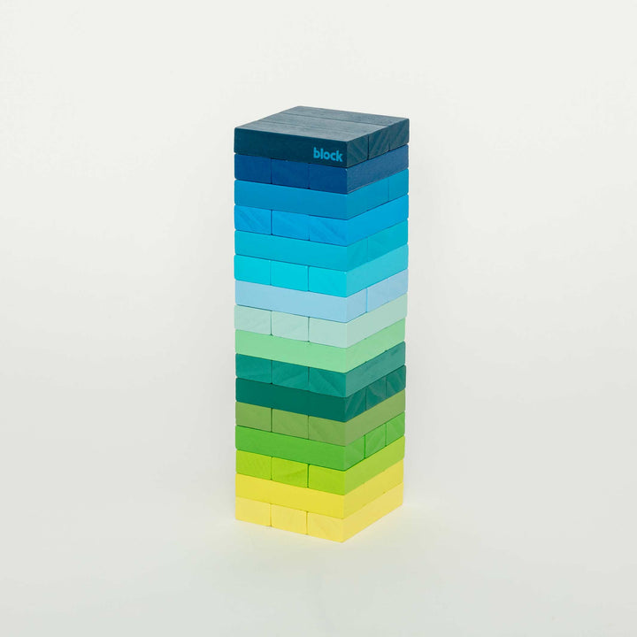 GRADIENT TOWER COLD - Holz-Stapel-Spiel m. 48 Steinen - Blaugrün | Block Design