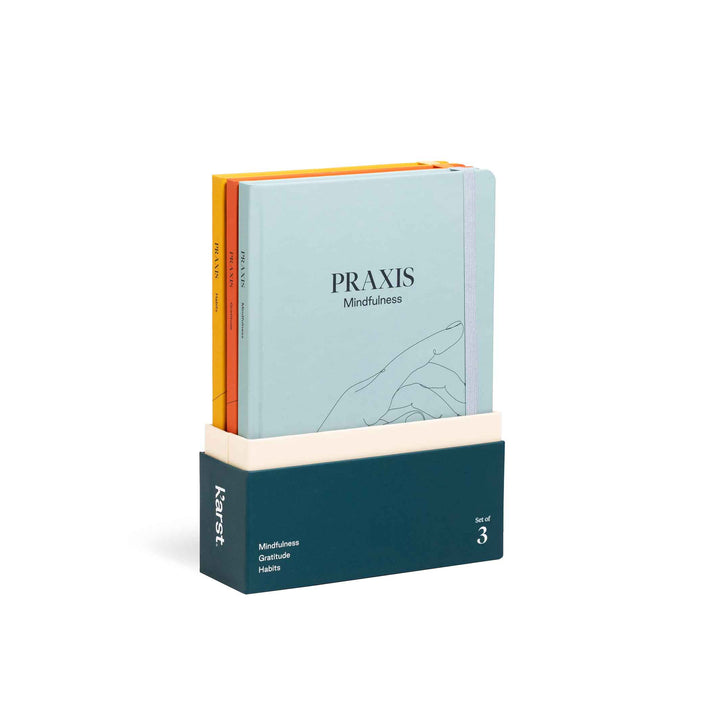 PRAXIS METHOD™️ - 3 englische Tagebücher - Mindfulness, Gratitude & Habits | Karst Stone Paper