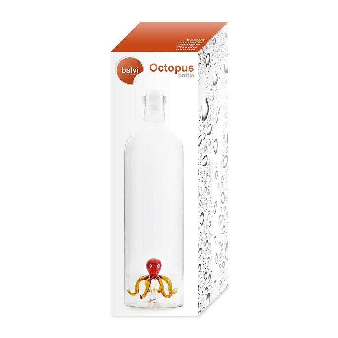 ATLANTIS - Glasflasche mit bernsteinfarbigem Octopus - 1,2 Liter mit Silikonstopfen | BALVI