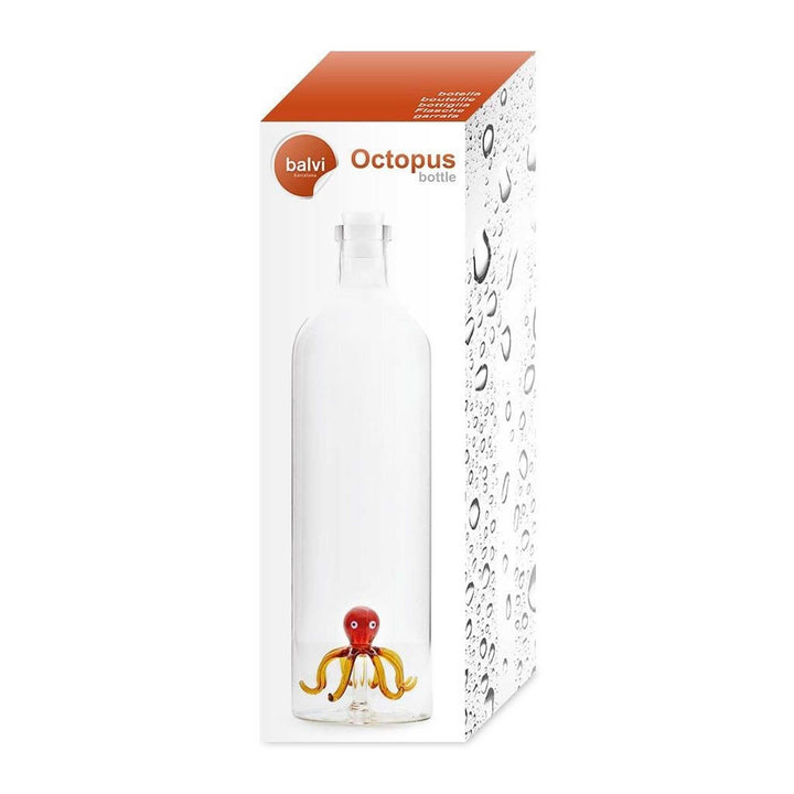 ATLANTIS - Glasflasche mit bernsteinfarbigem Octopus - 1,2 Liter mit Silikonstopfen | BALVI