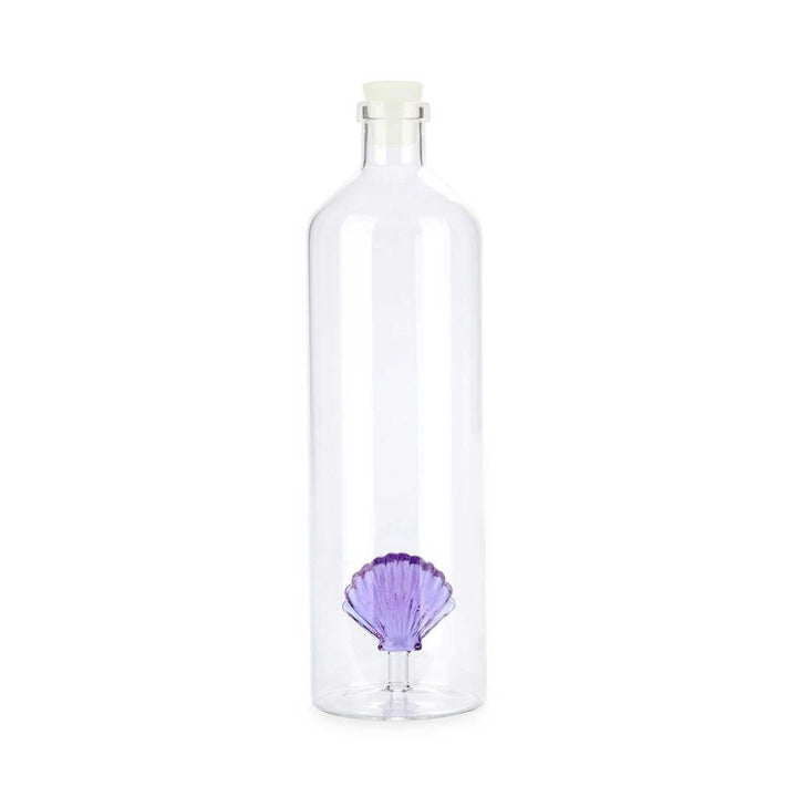 ATLANTIS - Glasflasche mit fliederfarbiger Muschel - 1,2 Liter mit Silikonstopfen | BALVI