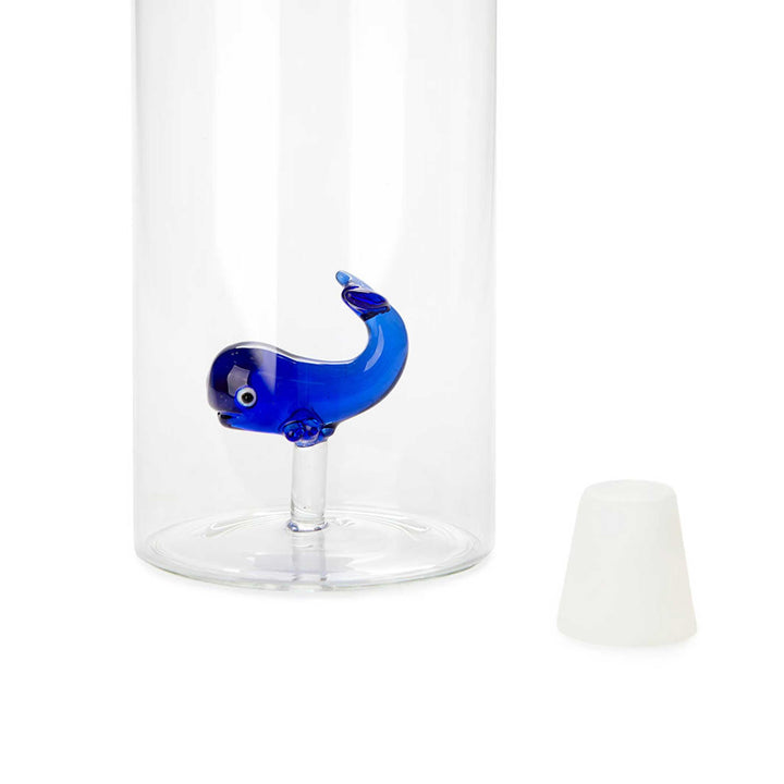 ATLANTIS - Glasflasche mit blauem Wal - 1,2 Liter mit Silikonstopfen | BALVI