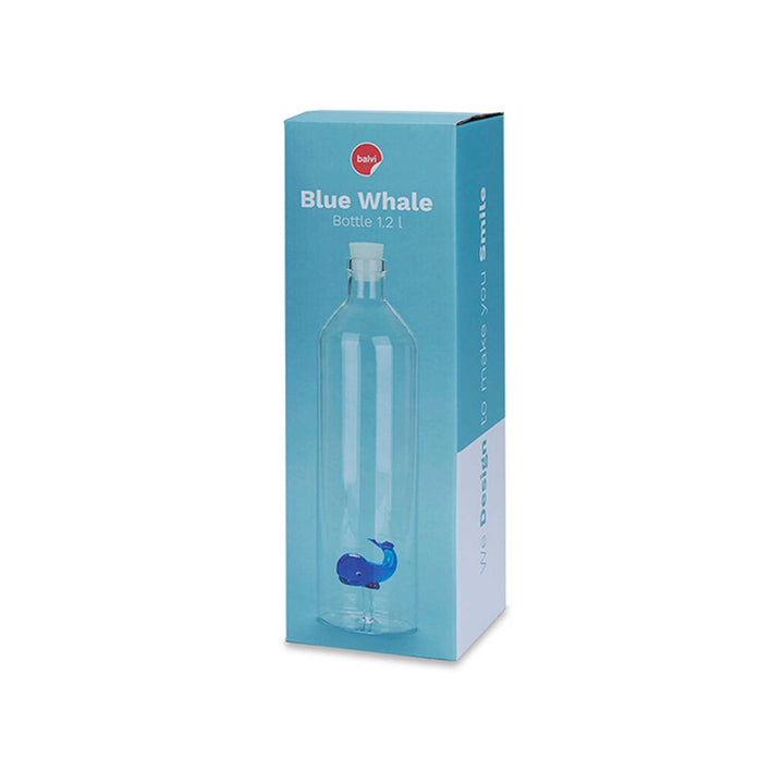 ATLANTIS - Glasflasche mit blauem Wal - 1,2 Liter mit Silikonstopfen | BALVI